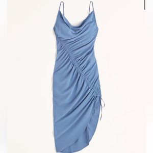 Abercrombie Blue Asymmetrical Cinched Midi Dress